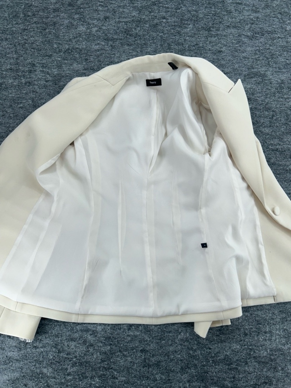 Theory Ivory Single-Button Notch-Lapel Angled Blazer Admiral Crepe SZ4 - Picture 7 of 15